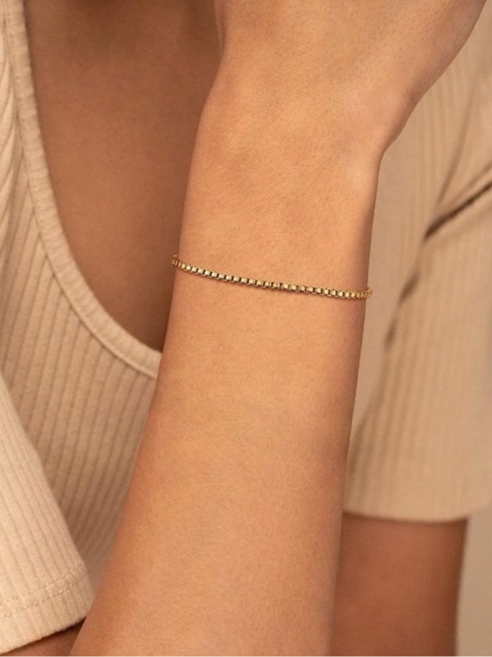 18k Gold Plated Box Chain Bracelet
